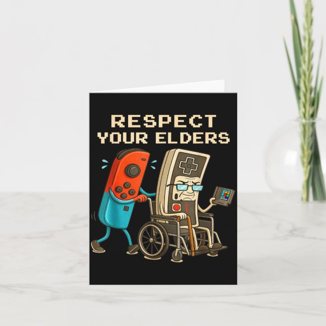 Respect Your Elders Retro Gaming Funny Gamer Contr Kort (Framsida)