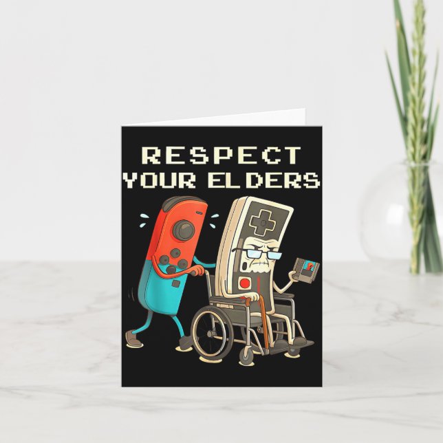 Respect Your Elders Retro Gaming Funny Gamer Contr Kort (Framsida)