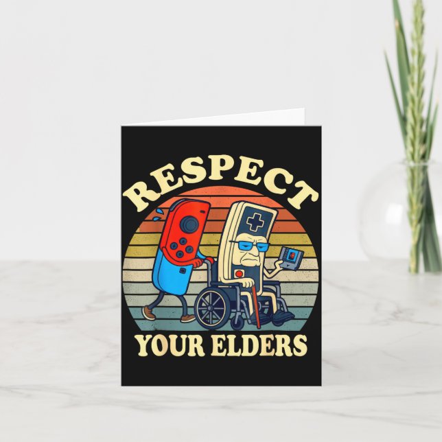 Respect Your Elders Retro Gaming Funny Gamer Contr Kort (Framsida)