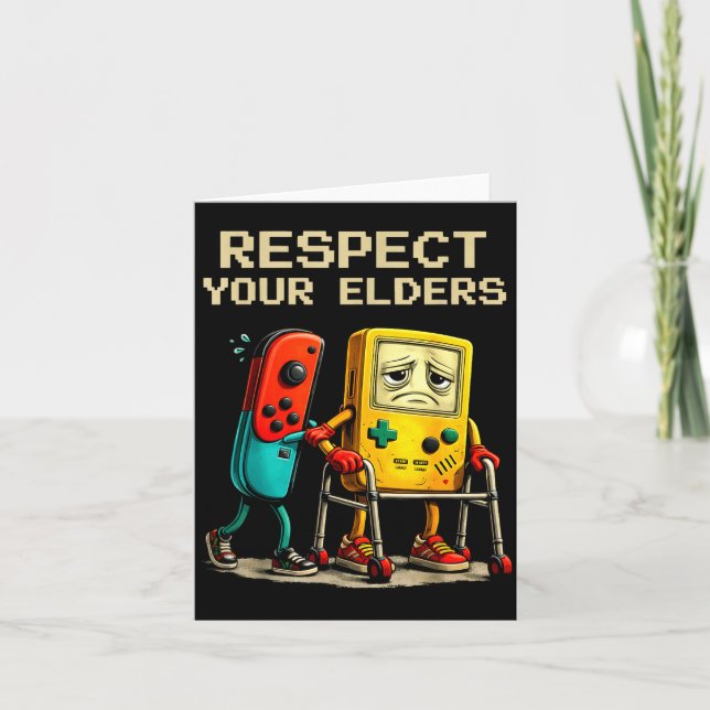 Respect Your Elders Retro Gaming Funny Gamer Contr Kort (Framsida)