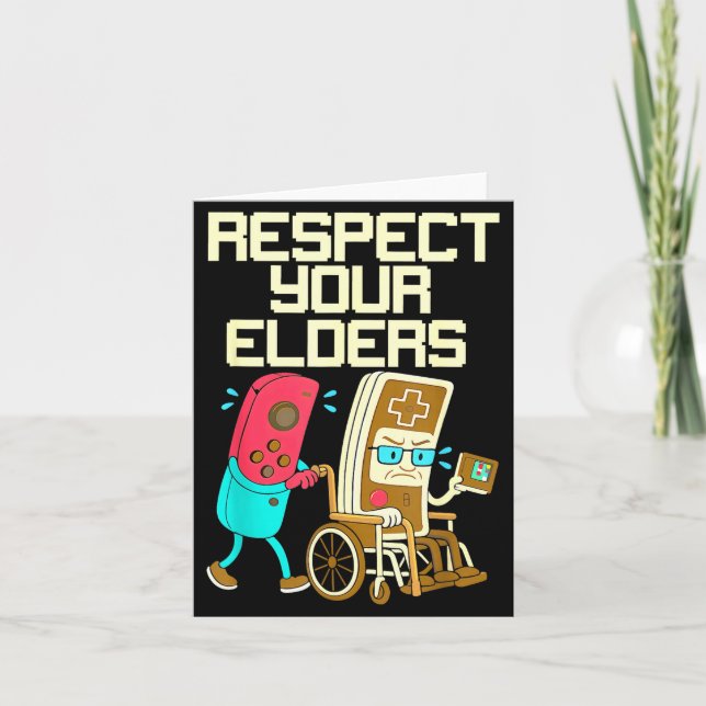 Respect Your Elders Retro Gaming Funny Gamer Contr Kort (Framsida)