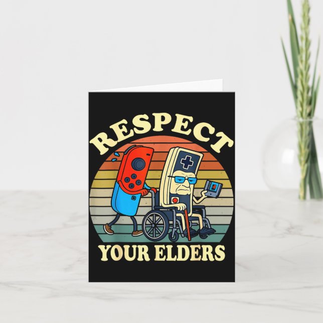 Respect Your Elders Retro Gaming Funny Gamer Contr Kort (Framsida)