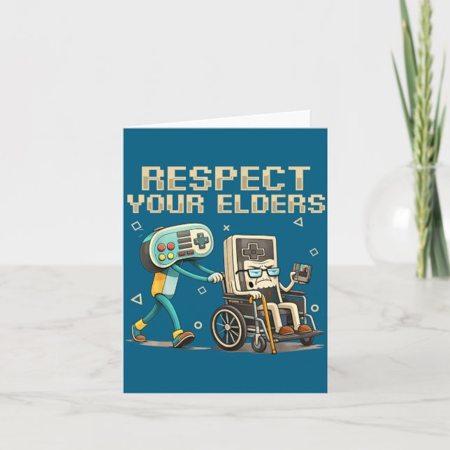 Respect Your Elders Retro Gaming Funny Gamer Contr Kort (Framsida)