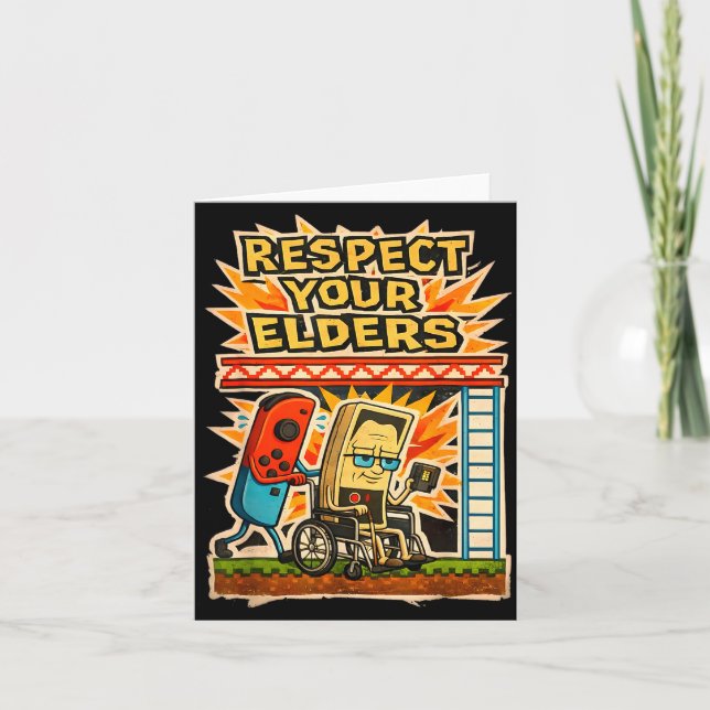 Respect Your Elders Retro Gaming Funny Gamer Contr Kort (Framsida)