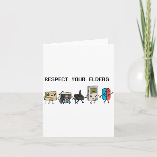 Respect Your Elders Retro Gaming Funny Gamer Contr Kort (Framsida)