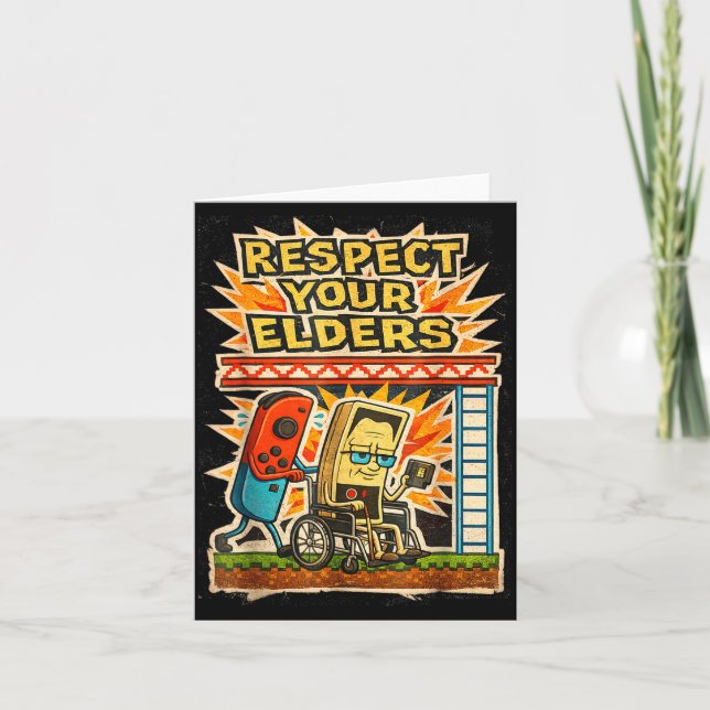 Respect Your Elders Retro Gaming Funny Gamer Contr Kort (Framsida)