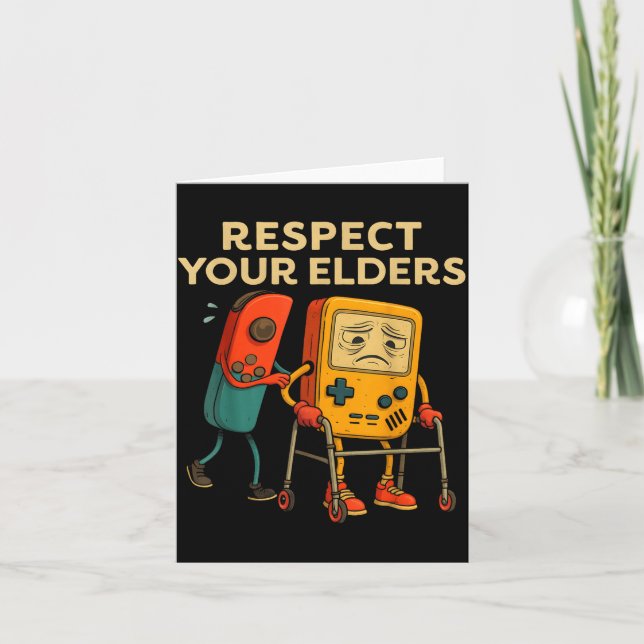 Respect Your Elders Retro Gaming Funny Gamer Contr Kort (Framsida)