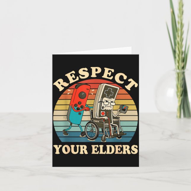Respect Your Elders Retro Gaming Funny Gamer Contr Kort (Framsida)