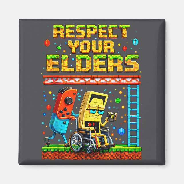 Respect Your Elders Retro Gaming Funny Gamer Contr Magnet (Framsidan)