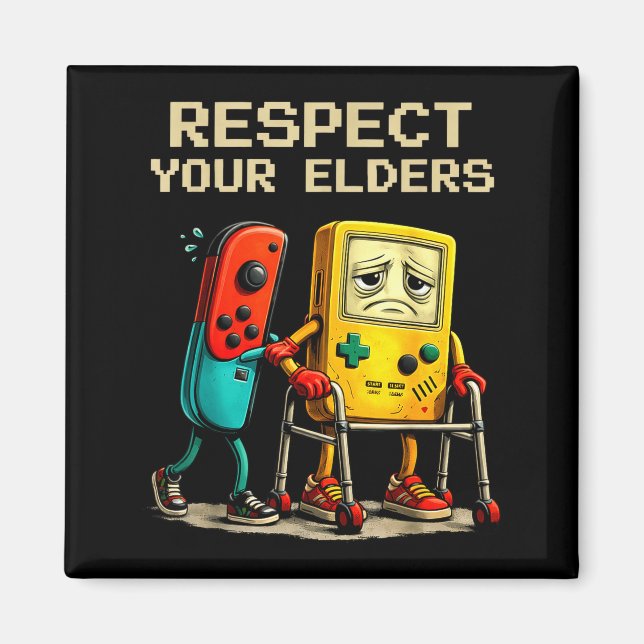 Respect Your Elders Retro Gaming Funny Gamer Contr Magnet (Framsidan)