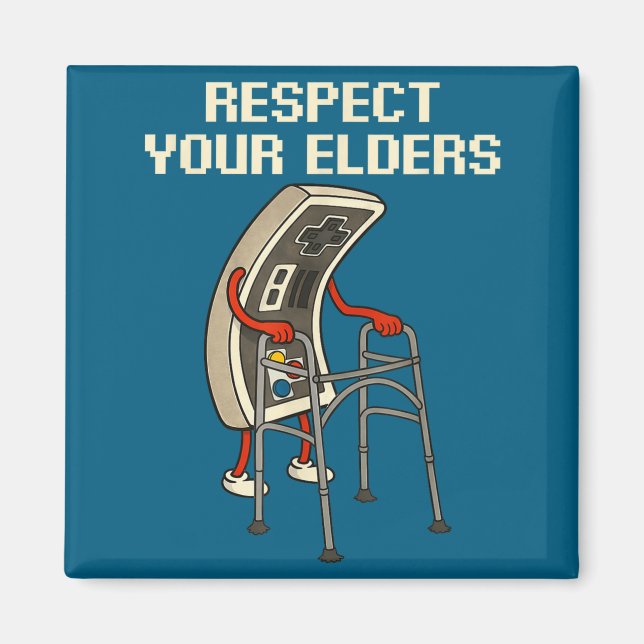 Respect Your Elders Retro Gaming Funny Gamer Contr Magnet (Framsidan)