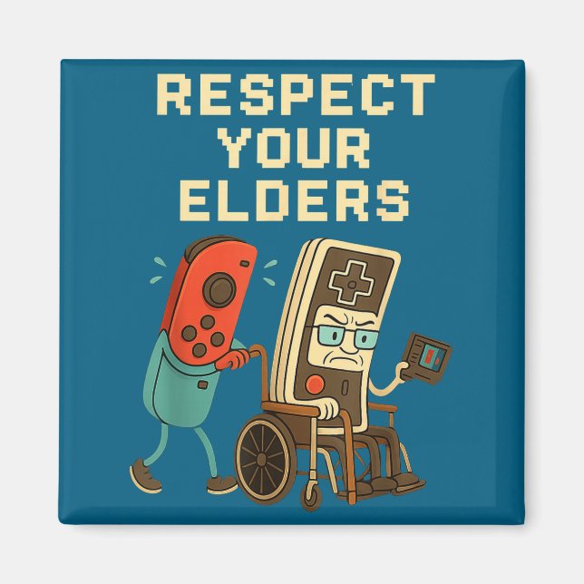 Respect Your Elders Retro Gaming Funny Gamer Contr Magnet (Framsidan)