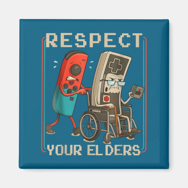 Respect Your Elders Retro Gaming Funny Gamer Contr Magnet (Framsidan)
