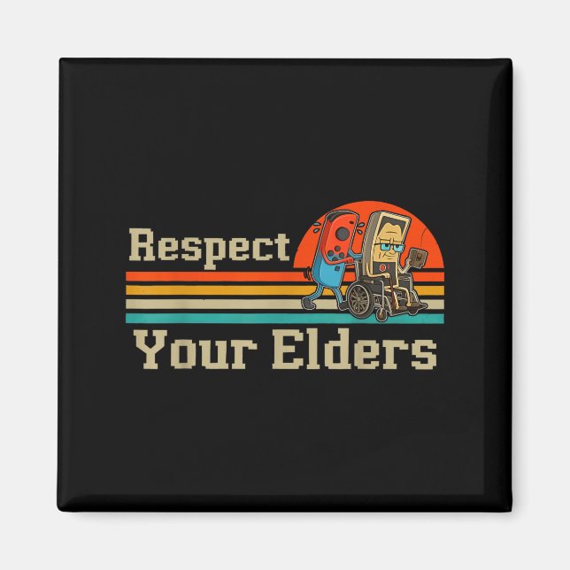 Respect Your Elders Retro Gaming Funny Gamer Contr Magnet (Framsidan)