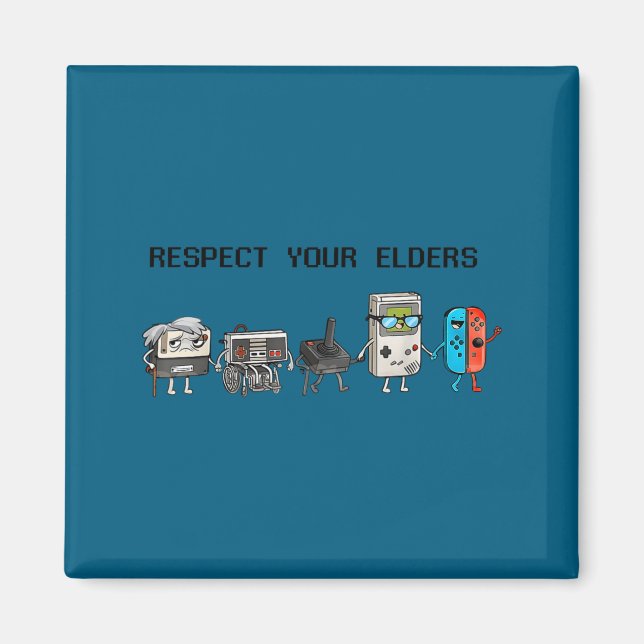 Respect Your Elders Retro Gaming Funny Gamer Contr Magnet (Framsidan)