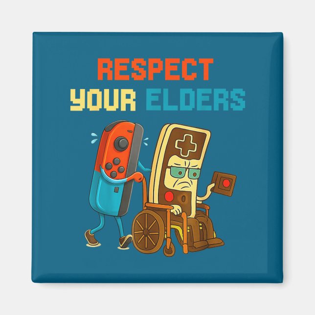 Respect Your Elders Retro Gaming Funny Gamer Contr Magnet (Framsidan)