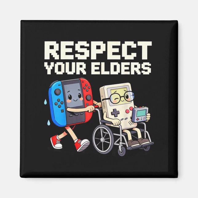 Respect Your Elders Retro Gaming Funny Gamer Contr Magnet (Framsidan)