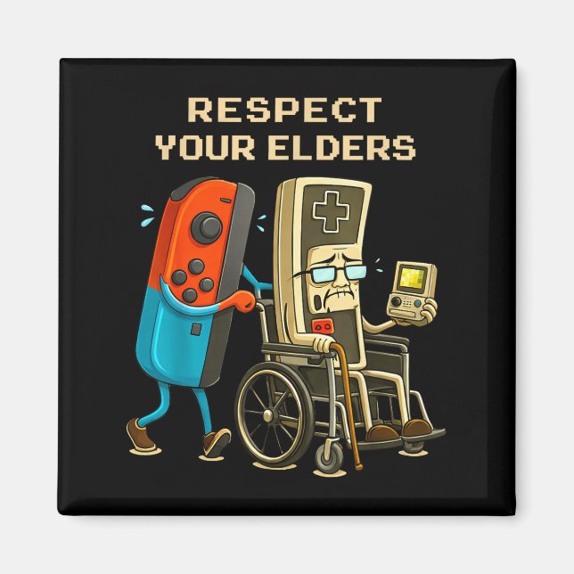 Respect Your Elders Retro Gaming Funny Gamer Contr Magnet (Framsidan)