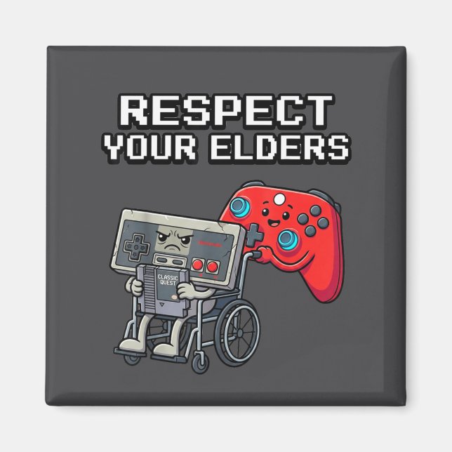 Respect Your Elders Retro Gaming Funny Gamer Contr Magnet (Framsidan)