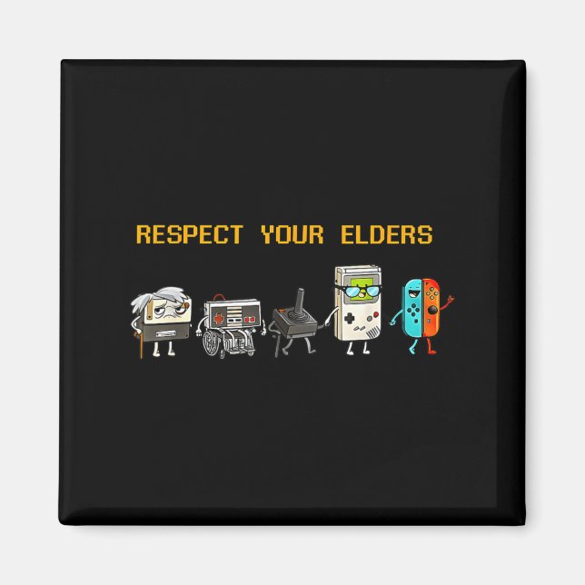 Respect Your Elders Retro Gaming Funny Gamer Contr Magnet (Framsidan)