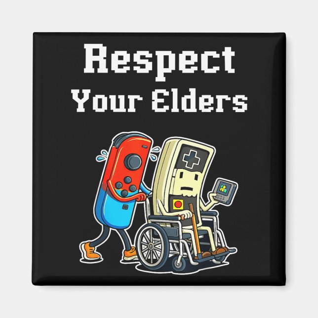 Respect Your Elders Retro Gaming Funny Gamer Contr Magnet (Framsidan)