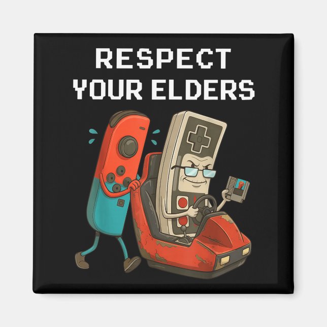 Respect Your Elders Retro Gaming Funny Gamer Contr Magnet (Framsidan)