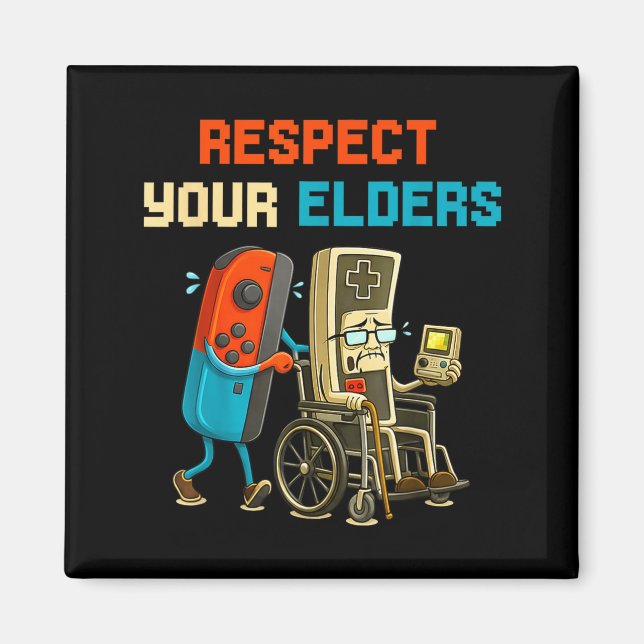 Respect Your Elders Retro Gaming Funny Gamer Contr Magnet (Framsidan)