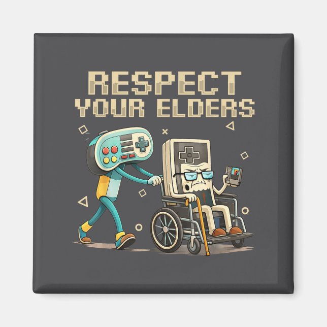 Respect Your Elders Retro Gaming Funny Gamer Contr Magnet (Framsidan)