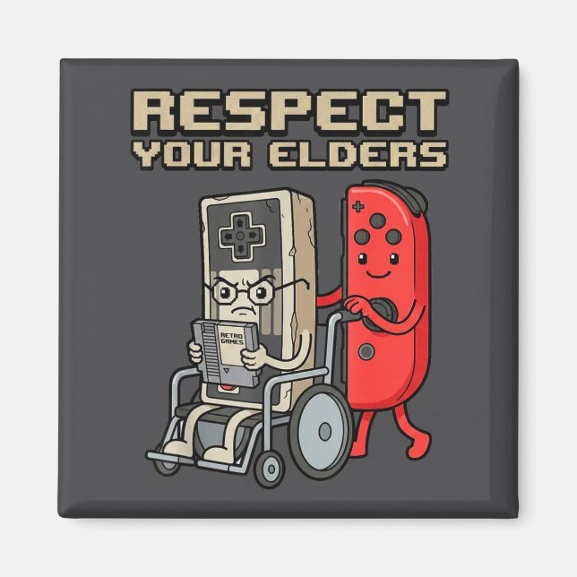 Respect Your Elders Retro Gaming Funny Gamer Contr Magnet (Framsidan)