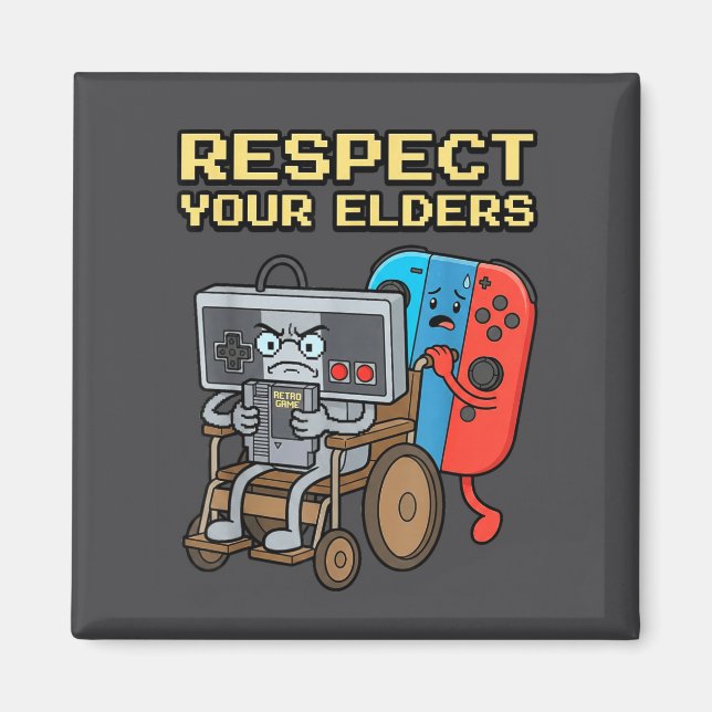 Respect Your Elders Retro Gaming Funny Gamer Contr Magnet (Framsidan)