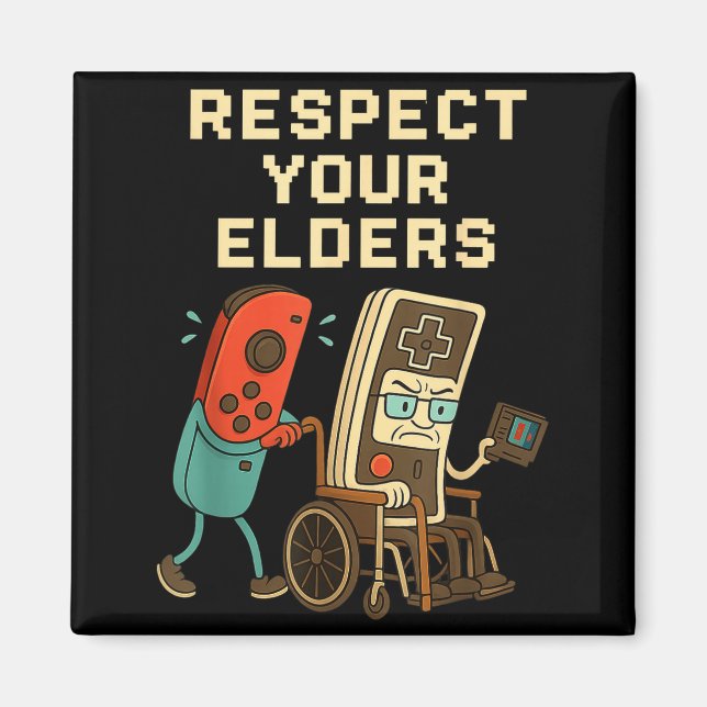 Respect Your Elders Retro Gaming Funny Gamer Contr Magnet (Framsidan)
