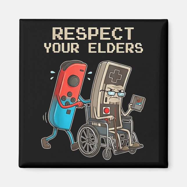 Respect Your Elders Retro Gaming Funny Gamer Contr Magnet (Framsidan)