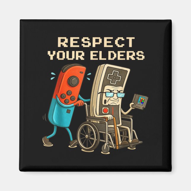 Respect Your Elders Retro Gaming Funny Gamer Contr Magnet (Framsidan)