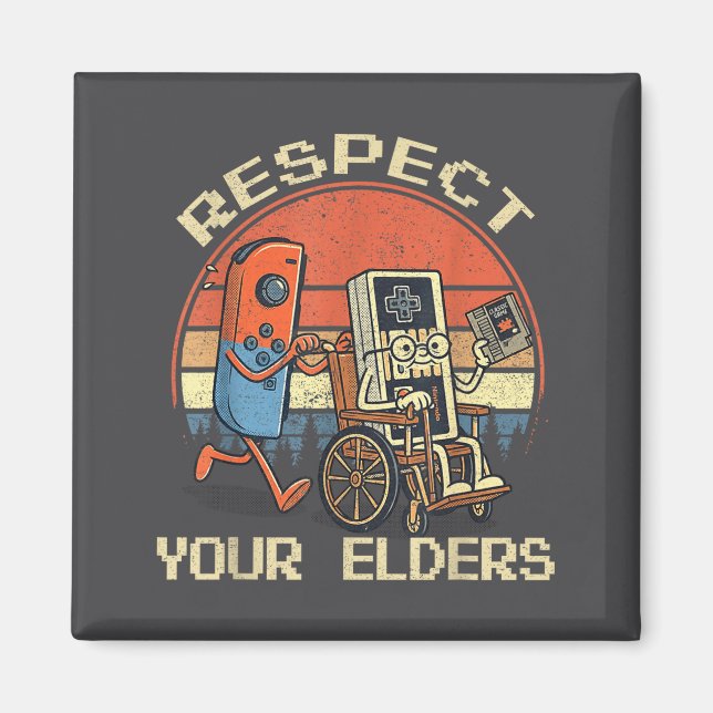 Respect Your Elders Retro Gaming Funny Gamer Contr Magnet (Framsidan)
