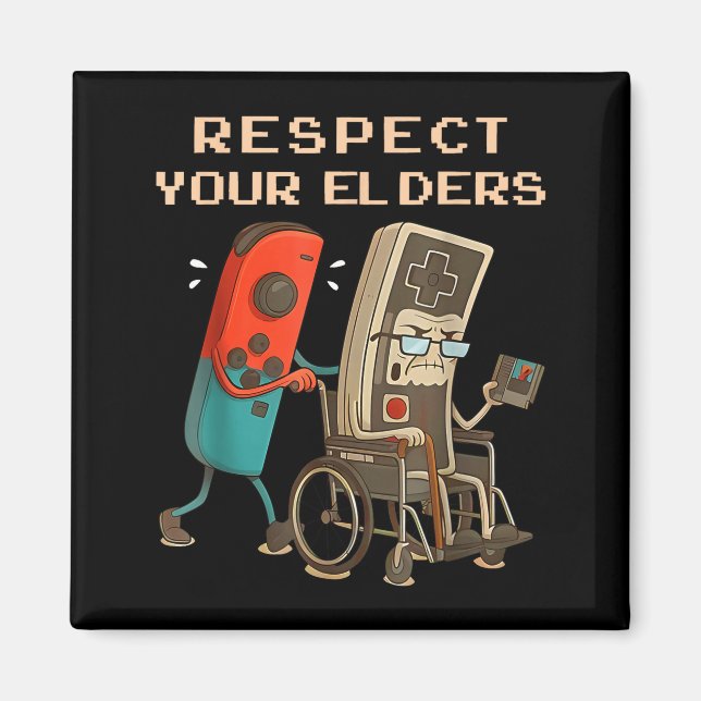 Respect Your Elders Retro Gaming Funny Gamer Contr Magnet (Framsidan)