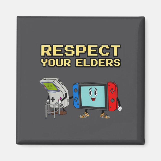 Respect Your Elders Retro Gaming Funny Gamer Contr Magnet (Framsidan)