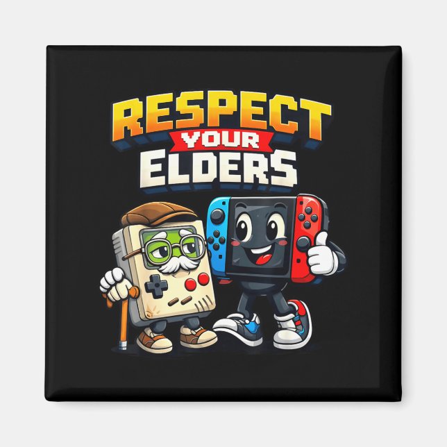 Respect Your Elders Retro Gaming Funny Gamer Contr Magnet (Framsidan)