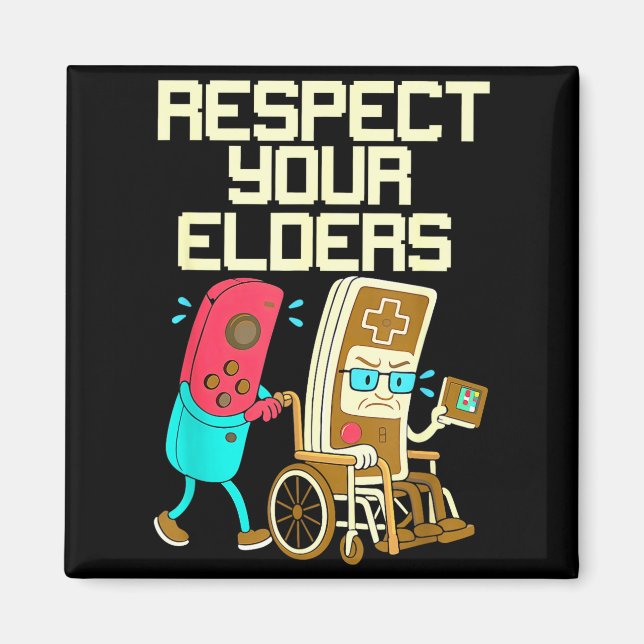 Respect Your Elders Retro Gaming Funny Gamer Contr Magnet (Framsidan)