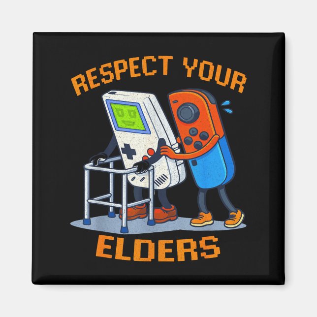 Respect Your Elders Retro Gaming Funny Gamer Contr Magnet (Framsidan)