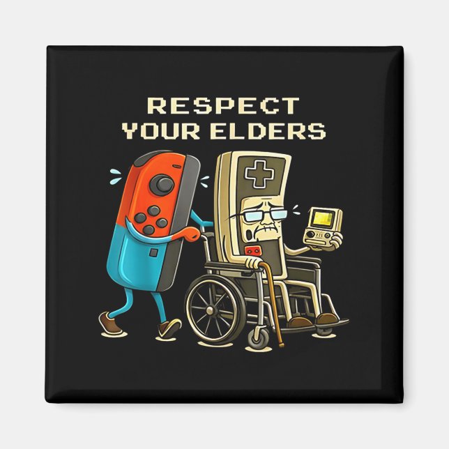 Respect Your Elders Retro Gaming Funny Gamer Contr Magnet (Framsidan)