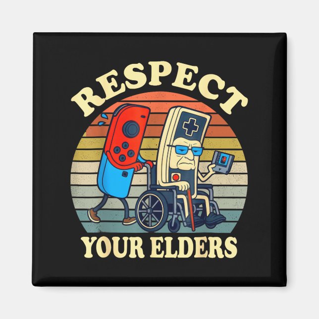 Respect Your Elders Retro Gaming Funny Gamer Contr Magnet (Framsidan)