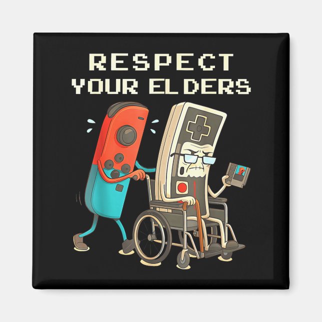 Respect Your Elders Retro Gaming Funny Gamer Contr Magnet (Framsidan)