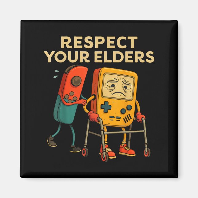 Respect Your Elders Retro Gaming Funny Gamer Contr Magnet (Framsidan)
