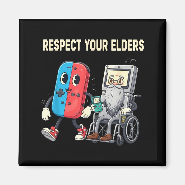 Respect Your Elders Retro Gaming Funny Gamer Contr Magnet (Framsidan)