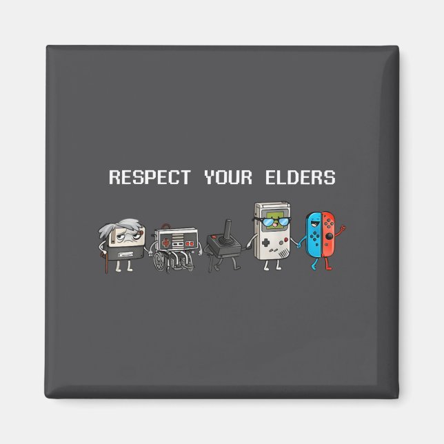 Respect Your Elders Retro Gaming Funny Gamer Contr Magnet (Framsidan)