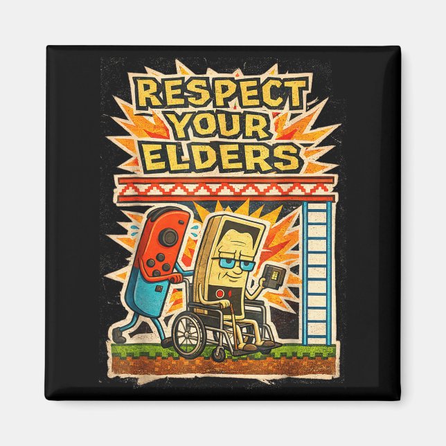 Respect Your Elders Retro Gaming Funny Gamer Contr Magnet (Framsidan)