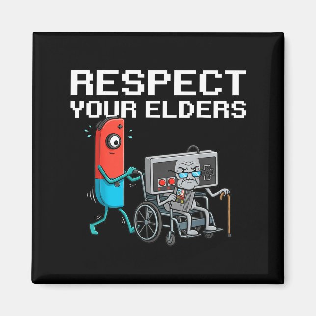 Respect Your Elders Retro Gaming Funny Gamer Contr Magnet (Framsidan)