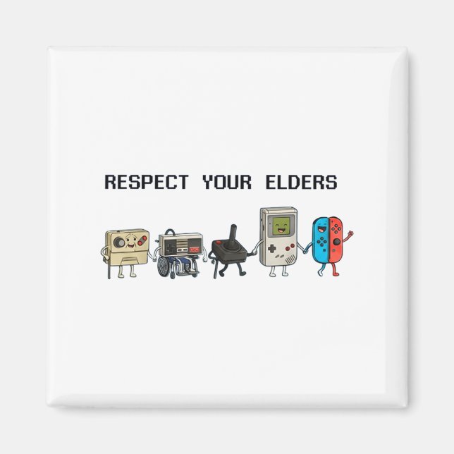 Respect Your Elders Retro Gaming Funny Gamer Contr Magnet (Framsidan)
