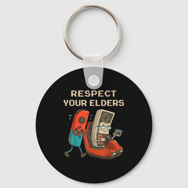 Respect Your Elders Retro Gaming Funny Gamer Contr Nyckelring (Framsida)