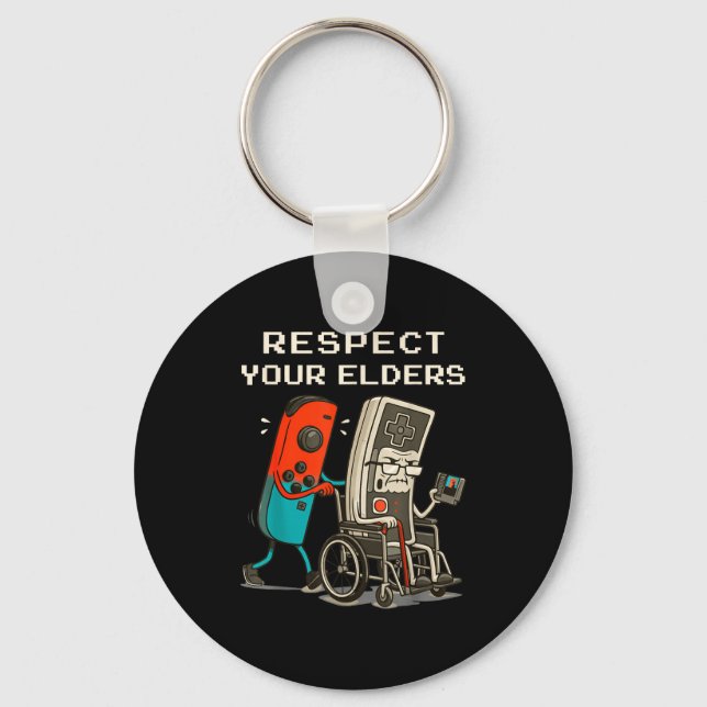 Respect Your Elders Retro Gaming Funny Gamer Contr Nyckelring (Framsida)